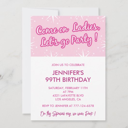 Invitation Parties scintillant d'invitations de 99e anniversa (Devant)