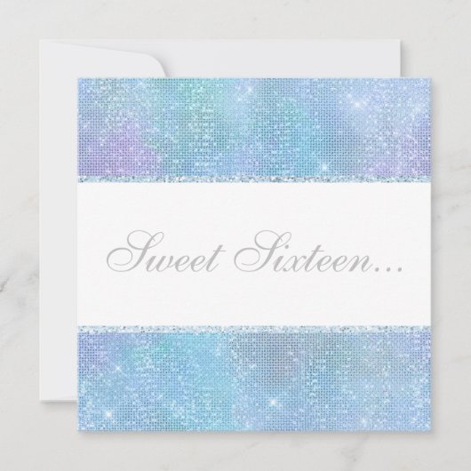 Invitation Parties scintillant DISCO ÉLÉGANTE SWEET 16 (Devant)