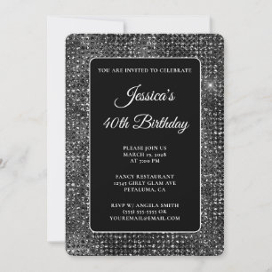 Invitation Parties scintillant Disco Noir et Blanc 40e annive