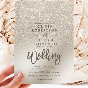 Invitation parties scintillant d'ivoire perlé ombre mariage d