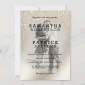 Invitation parties scintillant d'ivoire perlé ombre mariage p (Devant)