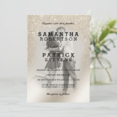 Invitation parties scintillant d'ivoire perlé ombre mariage p (Debout devant)