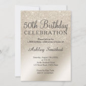 Invitation parties scintillant d'ivoire perle ombre métalliqu (Devant)