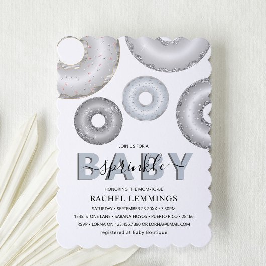 Invitation Parties scintillant Donut Baby Sprinkle Baby showe