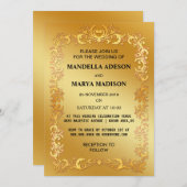 Invitation Parties scintillant d'or (Devant / Derrière)