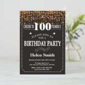 Invitation Parties scintillant d'or 100e anniversaire Invitat (Debout devant)