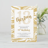 Invitation Parties scintillant d'or 13ème anniversaire Script (Debout devant)