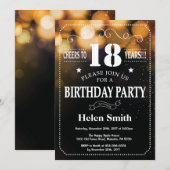 Invitation Parties scintillant d'or 18ème anniversaire Invita (Devant / Derrière)