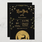 Invitation Parties scintillant d'or 2024 du Nouvel An sur Noi (Devant / Derrière)