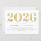 Invitation Parties scintillant d'or 2024 Soirée du Nouvel An (Devant)