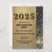 Invitation Parties scintillant d'or 2025 Feu d'or de la veill (Devant)