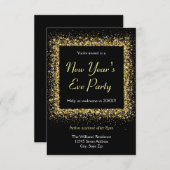 Invitation Parties scintillant d'or - 3x5 Soirée du Nouvel An (Devant / Derrière)
