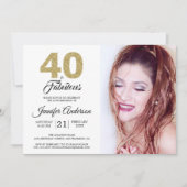 Invitation Parties scintillant d'or 40 et fabuleux 40e annive (Devant)