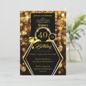 Invitation Parties scintillant d'or 40e anniversaire Invitati (Debout devant)