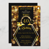 Invitation Parties scintillant d'or 40e anniversaire Invitati (Devant / Derrière)