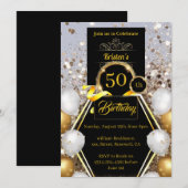 Invitation Parties scintillant d'or 50e anniversaire Invitati (Devant / Derrière)