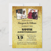 Invitation Parties scintillant d'or 50e anniversaire Photo (Devant)