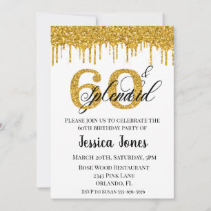 Invitation Parties scintillant d'or 60 60e Splendid Soixante