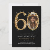 Invitation Parties scintillant d'or 60e anniversaire Photo (Devant)