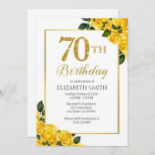 Invitation Parties scintillant d'or 70e anniversaire Modèle d (Devant / Derrière)