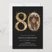 Invitation Parties scintillant d'or 80e anniversaire Photo (Devant)