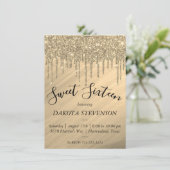 Invitation Parties scintillant d'or à couler | Elégant Sweet (Debout devant)