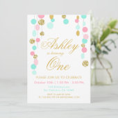 Invitation Parties scintillant d'or à la Monnaie rose Invitat (Debout devant)