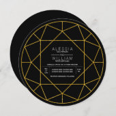 Invitation parties scintillant d'or Abstrait bijou en diamant (Devant / Derrière)