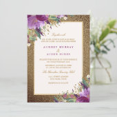 Invitation Parties scintillant d'or Améthyste violet Mariage  (Debout devant)