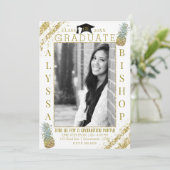 Invitation Parties scintillant d'or ananas (Debout devant)