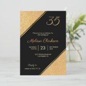 Invitation Parties scintillant d'or Anniversaire (Debout devant)