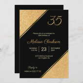 Invitation Parties scintillant d'or Anniversaire (Devant / Derrière)