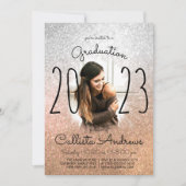 Invitation Parties scintillant d'or argent Ombre Halo Diplôme (Devant)