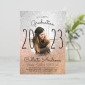 Invitation Parties scintillant d'or argent Ombre Halo Diplôme (Debout devant)