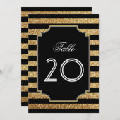 Invitation Parties scintillant d'or Art Déco 1920 Numéros de  (Devant / Derrière)