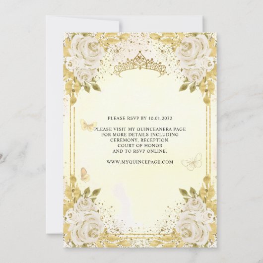 Invitation Parties scintillant d'or au Champagne Floral Couro (Dos)