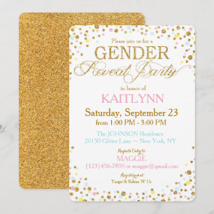 Invitation Parties scintillant d'or Baby shower d'arrosage bl