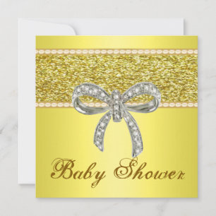 Invitation Parties scintillant d'or Baby shower de boue diama