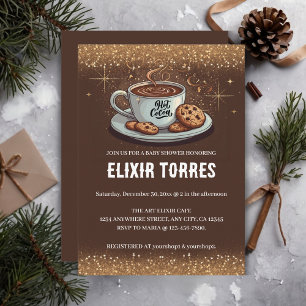 Invitation Parties scintillant d'or Baby shower d'hiver Choco