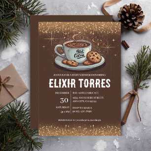 Invitation Parties scintillant d'or Baby shower d'hiver Choco