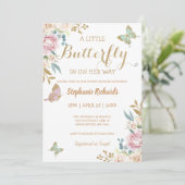 Invitation Parties scintillant d'or Baby shower Rose petit pa (Debout devant)