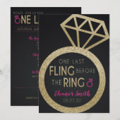 Invitation Parties scintillant d'or Bachelorette et Itinérair (Devant / Derrière)