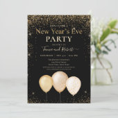 Invitation Parties scintillant d'or Ballons fête de la Saint- (Debout devant)