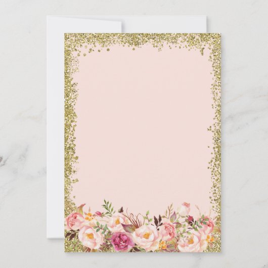 Invitation Parties scintillant d'or Ballons floraux rose 2023 (Dos)