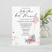 Invitation Parties scintillant d'or Ballons rose Floral Douch (Debout devant)