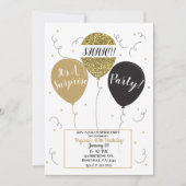 Invitation Parties scintillant d'or Ballons surprise fête d'a (Devant)