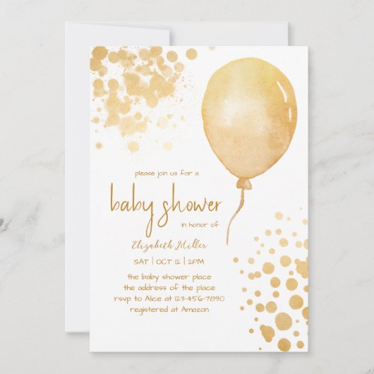 Invitation Parties scintillant d'or Balloon simple garçon fil (Devant)