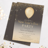 Invitation Parties scintillant d'or Balloon Taupe Nouvel An S