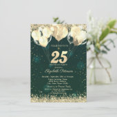 Invitation Parties scintillant d'or Balloons Confetti Vert 25 (Debout devant)