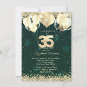 Invitation Parties scintillant d'or Balloons Confetti Vert 35 (Devant)